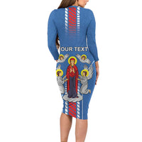Personalized Belarus Long Sleeve Bodycon Dress Coat Of Arms Minsk Capital