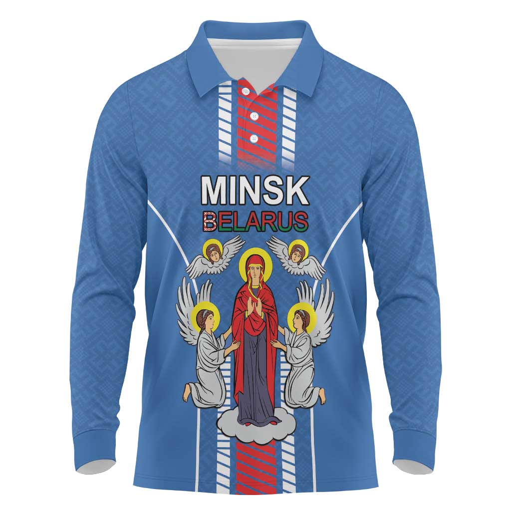 Personalized Belarus Long Sleeve Polo Shirt Coat Of Arms Minsk Capital
