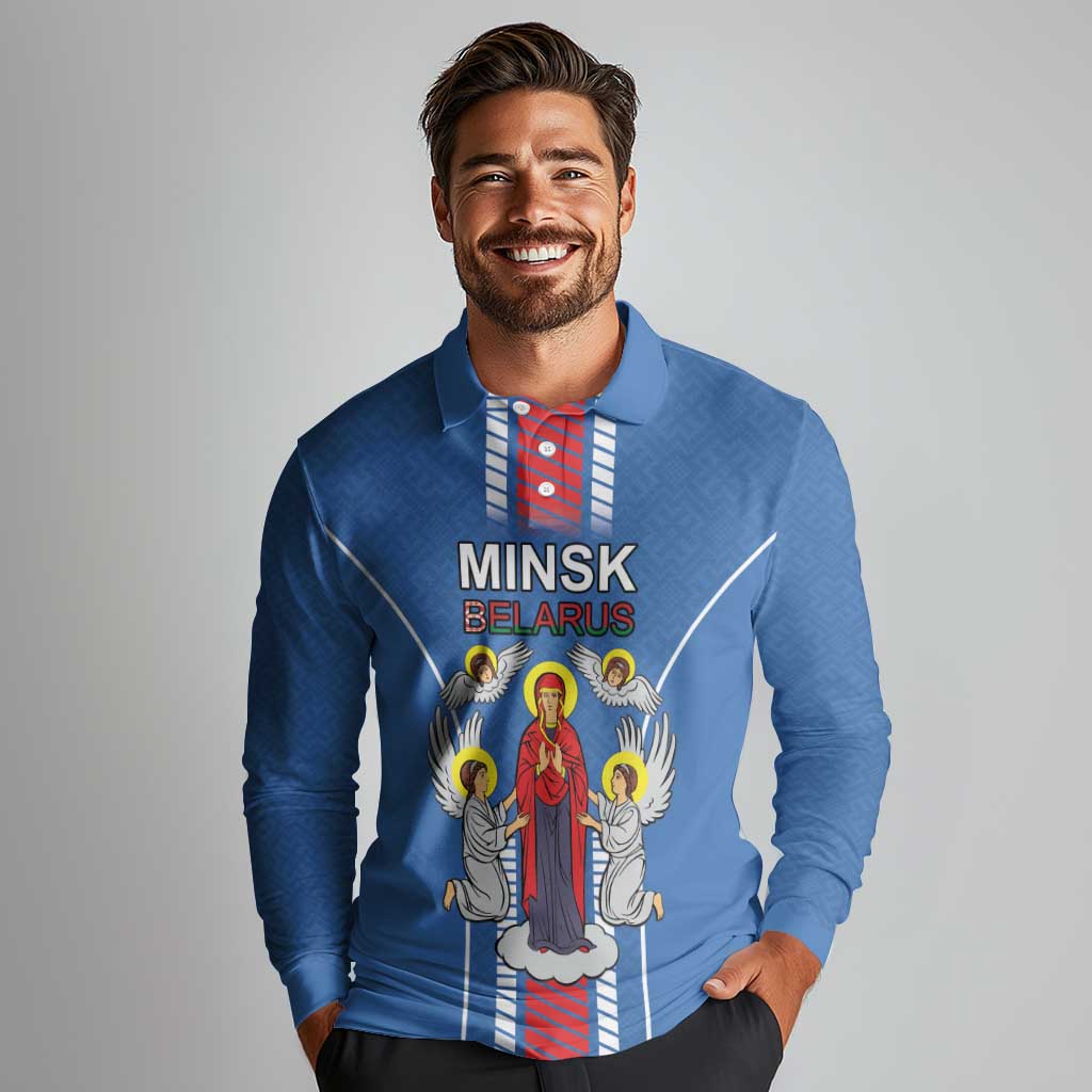 Personalized Belarus Long Sleeve Polo Shirt Coat Of Arms Minsk Capital