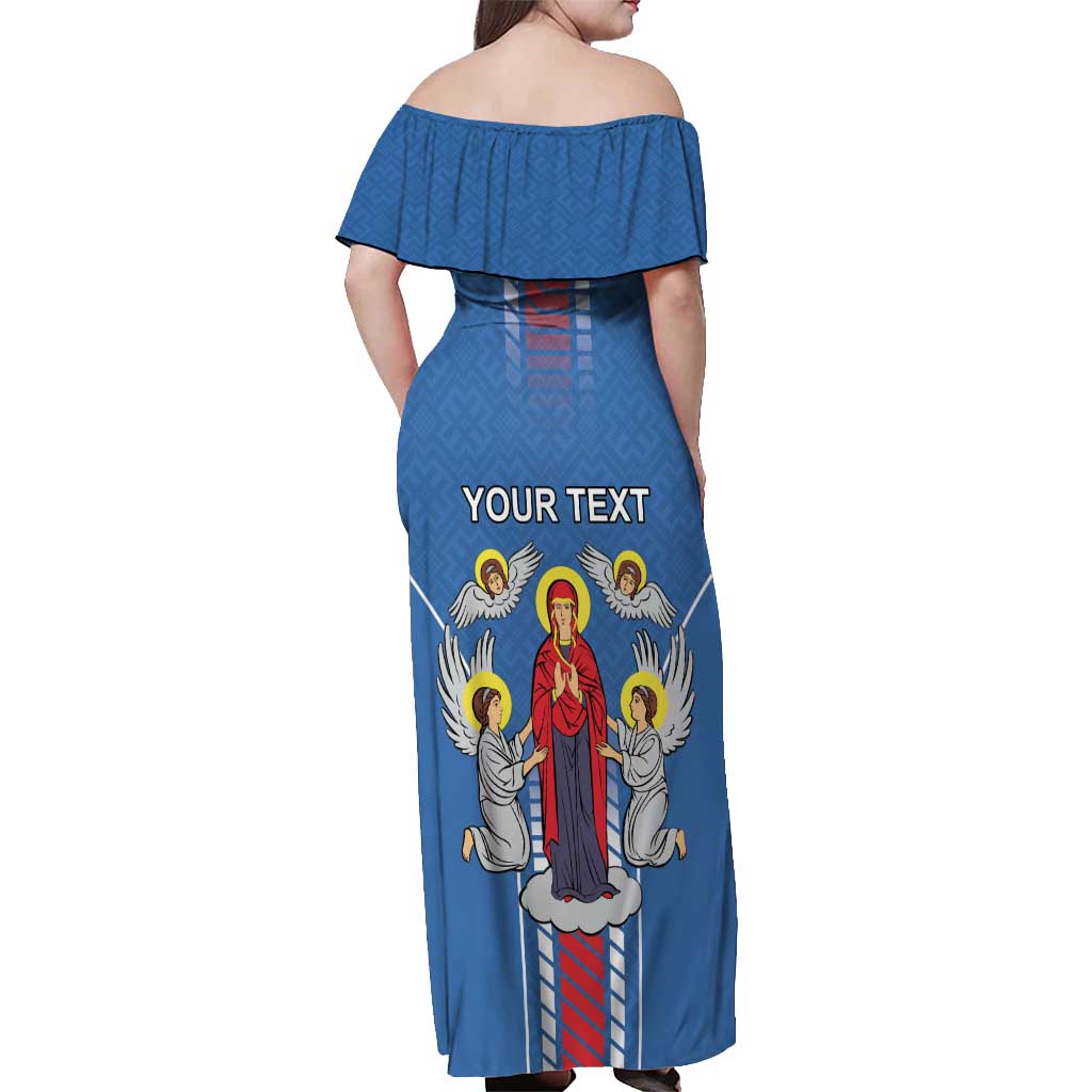 Personalized Belarus Off Shoulder Maxi Dress Coat Of Arms Minsk Capital