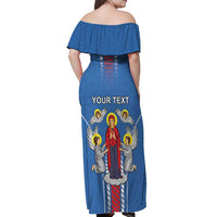 Personalized Belarus Off Shoulder Maxi Dress Coat Of Arms Minsk Capital