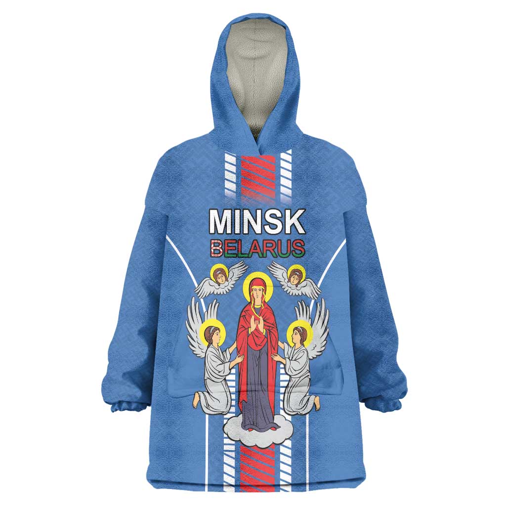 Personalized Belarus Wearable Blanket Hoodie Coat Of Arms Minsk Capital