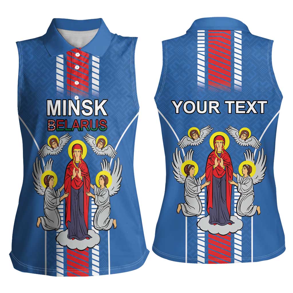 Personalized Belarus Women Sleeveless Polo Shirt Coat Of Arms Minsk Capital