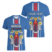 Personalized Belarus Women V-Neck T-Shirt Coat Of Arms Minsk Capital
