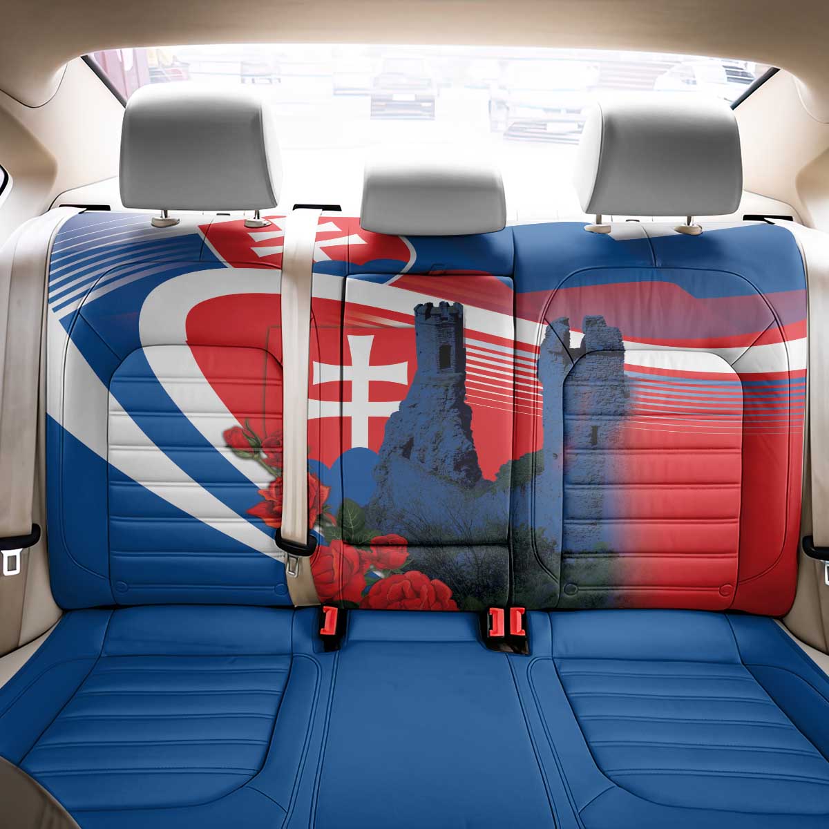 Slovakia Independence Day Back Car Seat Cover Devín Castle Nad Tatrou sa blyska