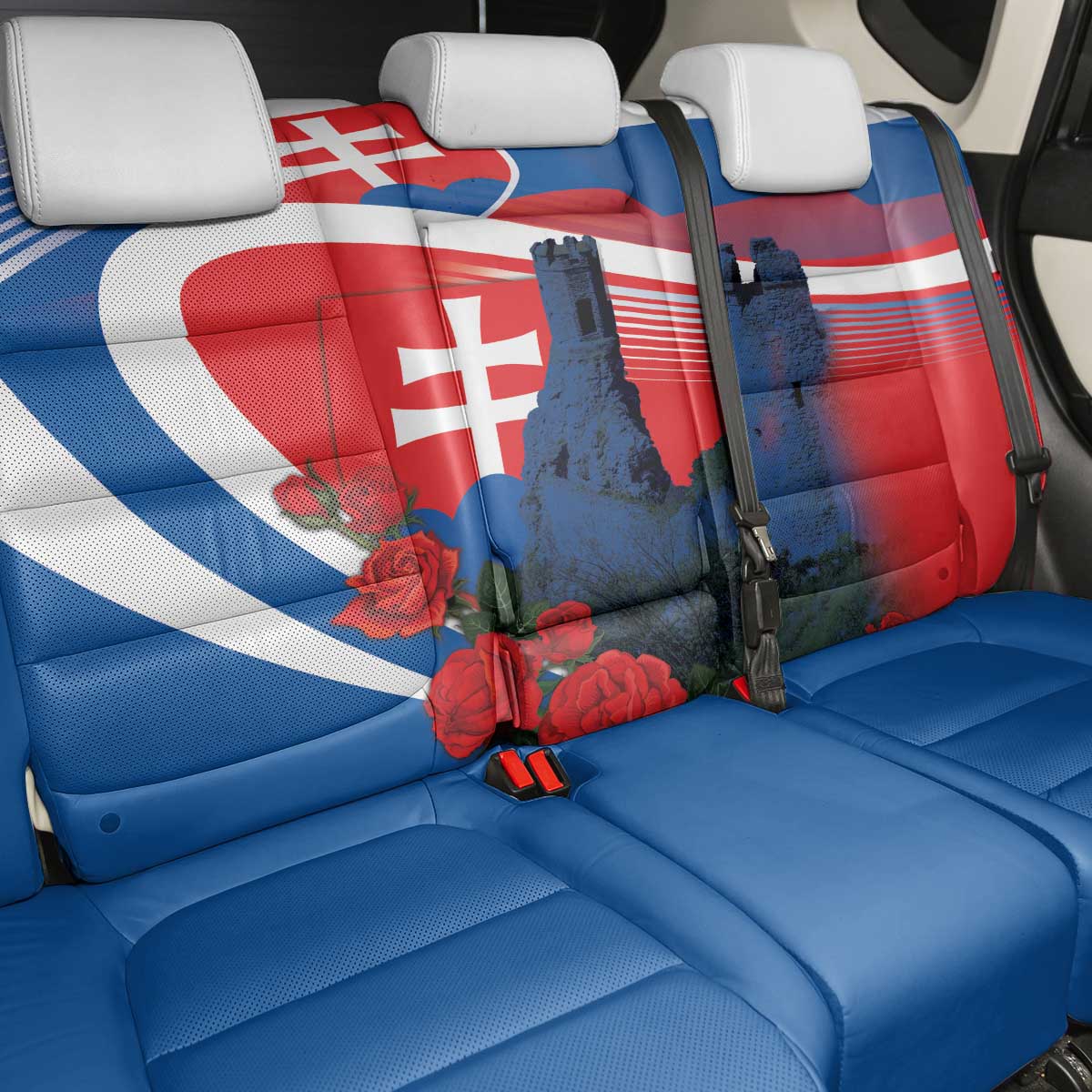 Slovakia Independence Day Back Car Seat Cover Devín Castle Nad Tatrou sa blyska