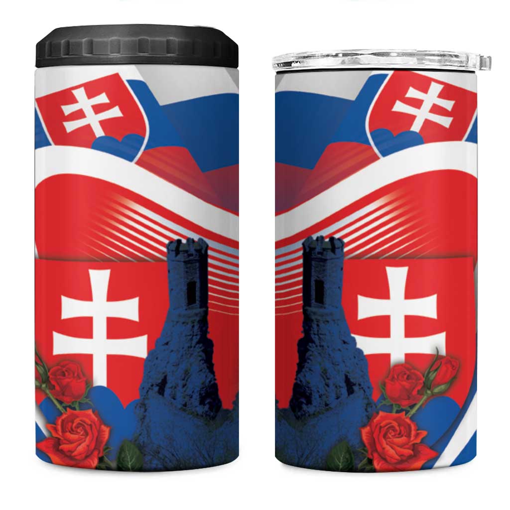 Slovakia Independence Day 4 in 1 Can Cooler Tumbler Devín Castle Nad Tatrou sa blyska