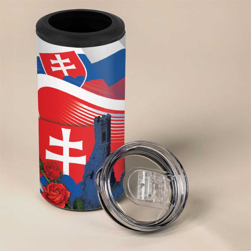 Slovakia Independence Day 4 in 1 Can Cooler Tumbler Devín Castle Nad Tatrou sa blyska