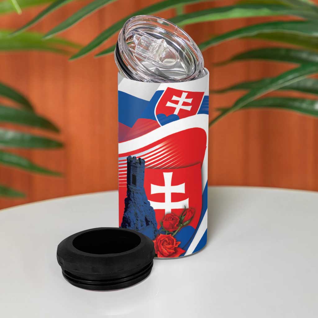 Slovakia Independence Day 4 in 1 Can Cooler Tumbler Devín Castle Nad Tatrou sa blyska