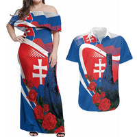 Slovakia Independence Day Couples Matching Off Shoulder Maxi Dress and Hawaiian Shirt Devín Castle Nad Tatrou sa blyska