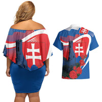 Slovakia Independence Day Couples Matching Off Shoulder Short Dress and Hawaiian Shirt Devín Castle Nad Tatrou sa blyska