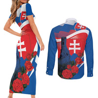Slovakia Independence Day Couples Matching Short Sleeve Bodycon Dress and Long Sleeve Button Shirt Devín Castle Nad Tatrou sa blyska