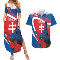 Slovakia Independence Day Couples Matching Summer Maxi Dress and Hawaiian Shirt Devín Castle Nad Tatrou sa blyska