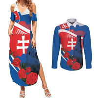 Slovakia Independence Day Couples Matching Summer Maxi Dress and Long Sleeve Button Shirt Devín Castle Nad Tatrou sa blyska
