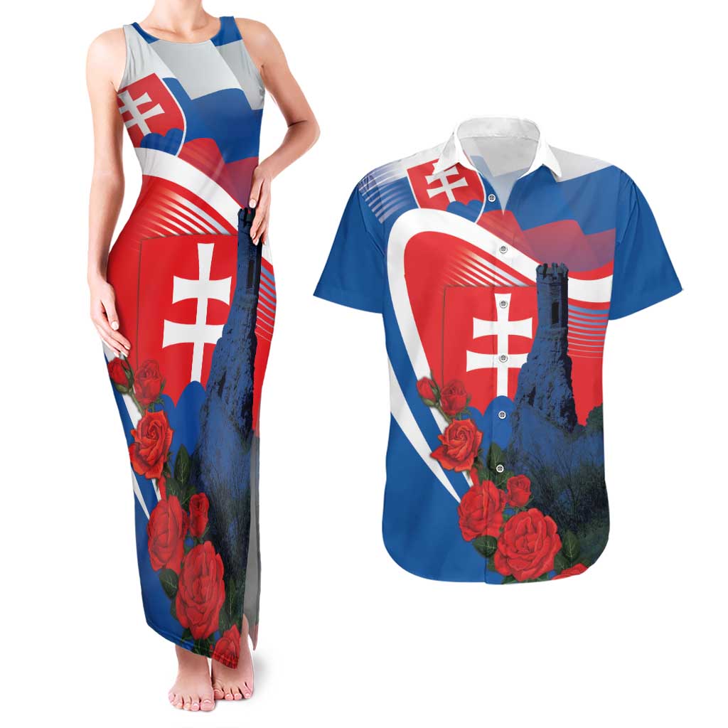Slovakia Independence Day Couples Matching Tank Maxi Dress and Hawaiian Shirt Devín Castle Nad Tatrou sa blyska