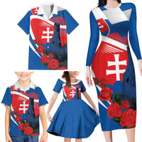 Slovakia Independence Day Family Matching Long Sleeve Bodycon Dress and Hawaiian Shirt Devín Castle Nad Tatrou sa blyska