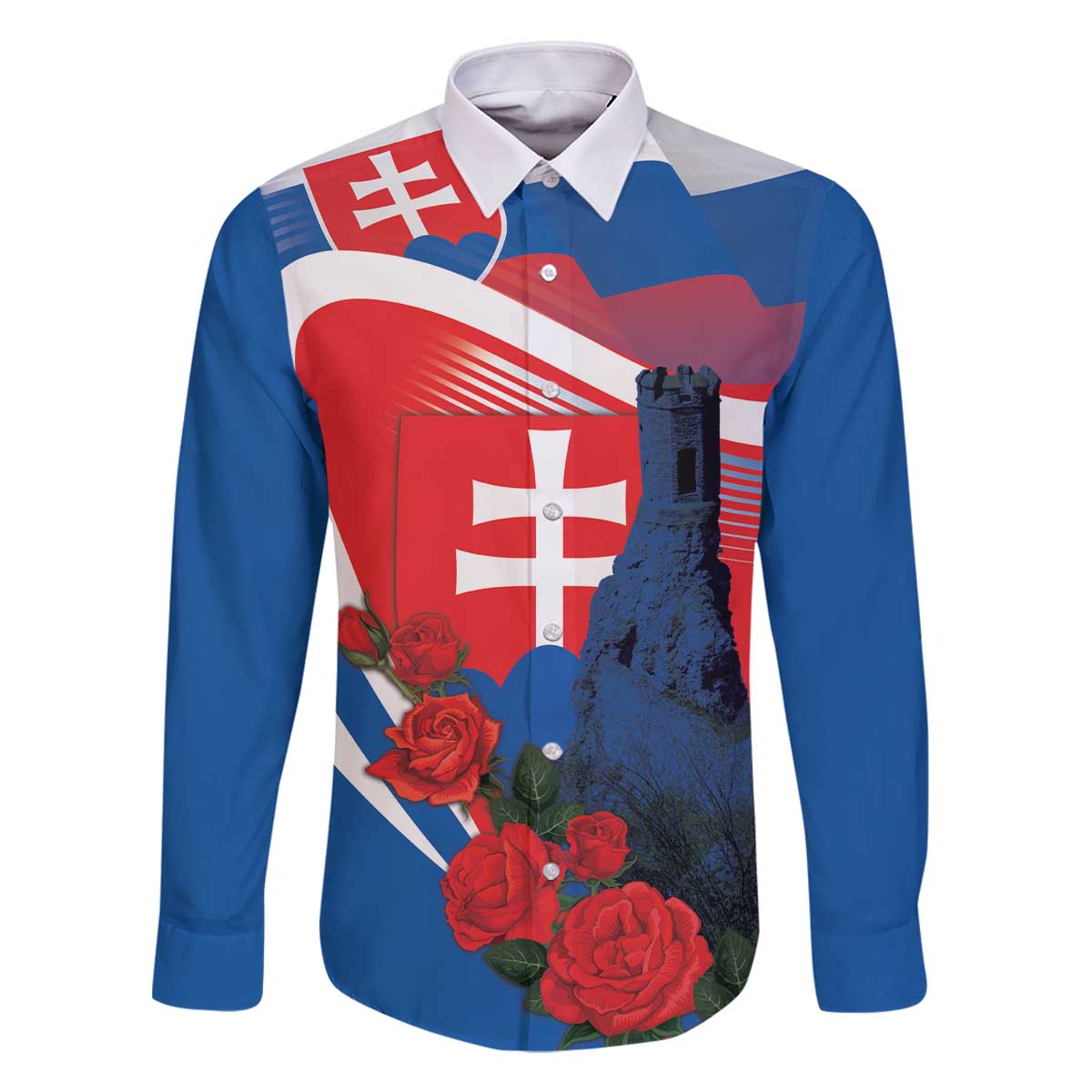 Slovakia Independence Day Family Matching Off The Shoulder Long Sleeve Dress and Hawaiian Shirt Devín Castle Nad Tatrou sa blyska