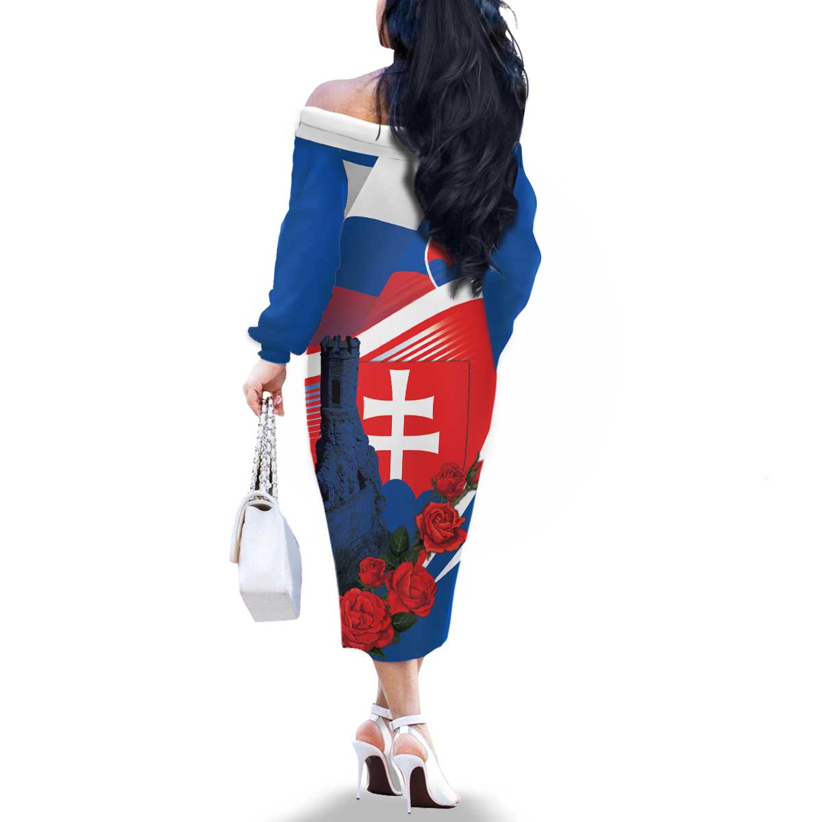 Slovakia Independence Day Family Matching Off The Shoulder Long Sleeve Dress and Hawaiian Shirt Devín Castle Nad Tatrou sa blyska