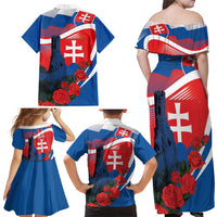 Slovakia Independence Day Family Matching Off Shoulder Maxi Dress and Hawaiian Shirt Devín Castle Nad Tatrou sa blyska