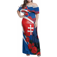 Slovakia Independence Day Family Matching Off Shoulder Maxi Dress and Hawaiian Shirt Devín Castle Nad Tatrou sa blyska