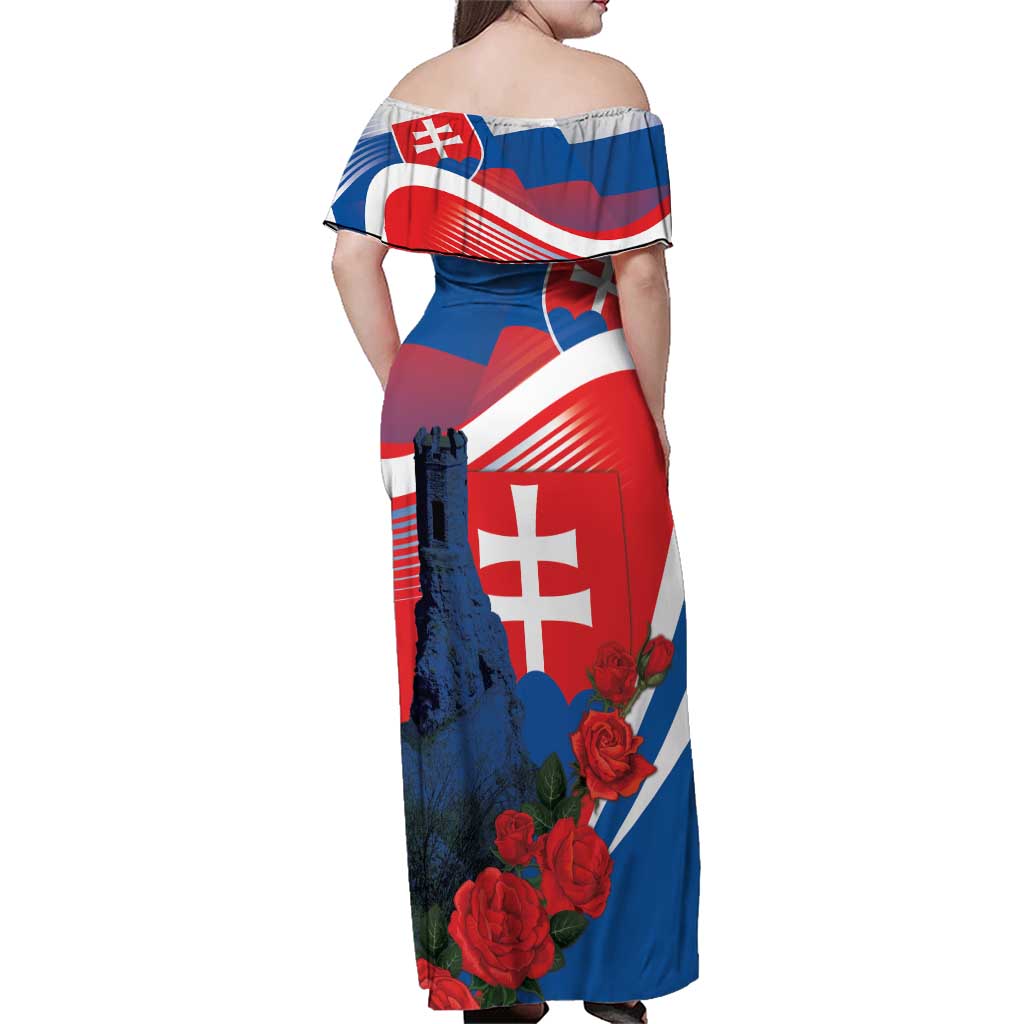 Slovakia Independence Day Family Matching Off Shoulder Maxi Dress and Hawaiian Shirt Devín Castle Nad Tatrou sa blyska