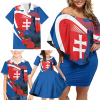 Slovakia Independence Day Family Matching Off Shoulder Short Dress and Hawaiian Shirt Devín Castle Nad Tatrou sa blyska