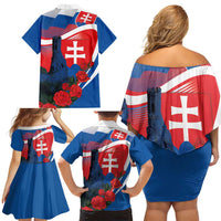 Slovakia Independence Day Family Matching Off Shoulder Short Dress and Hawaiian Shirt Devín Castle Nad Tatrou sa blyska