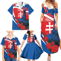 Slovakia Independence Day Family Matching Summer Maxi Dress and Hawaiian Shirt Devín Castle Nad Tatrou sa blyska