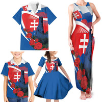 Slovakia Independence Day Family Matching Tank Maxi Dress and Hawaiian Shirt Devín Castle Nad Tatrou sa blyska