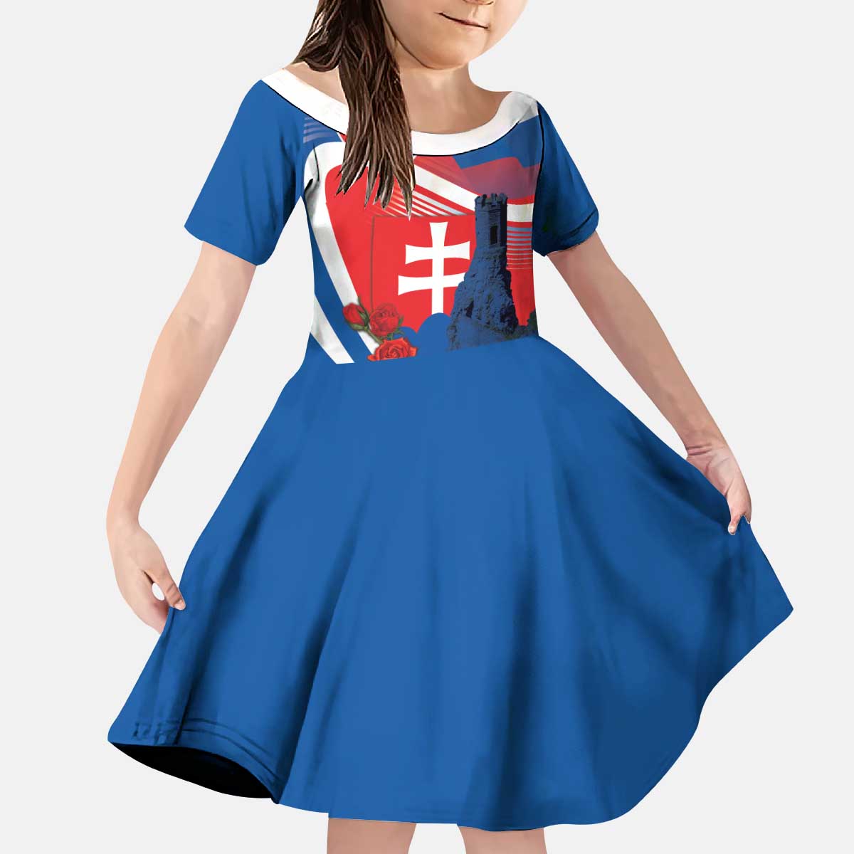 Slovakia Independence Day Kid Short Sleeve Dress Devín Castle Nad Tatrou sa blyska