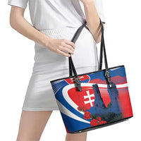 Slovakia Independence Day Leather Tote Bag Devín Castle Nad Tatrou sa blyska