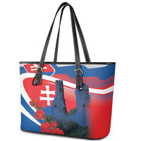 Slovakia Independence Day Leather Tote Bag Devín Castle Nad Tatrou sa blyska