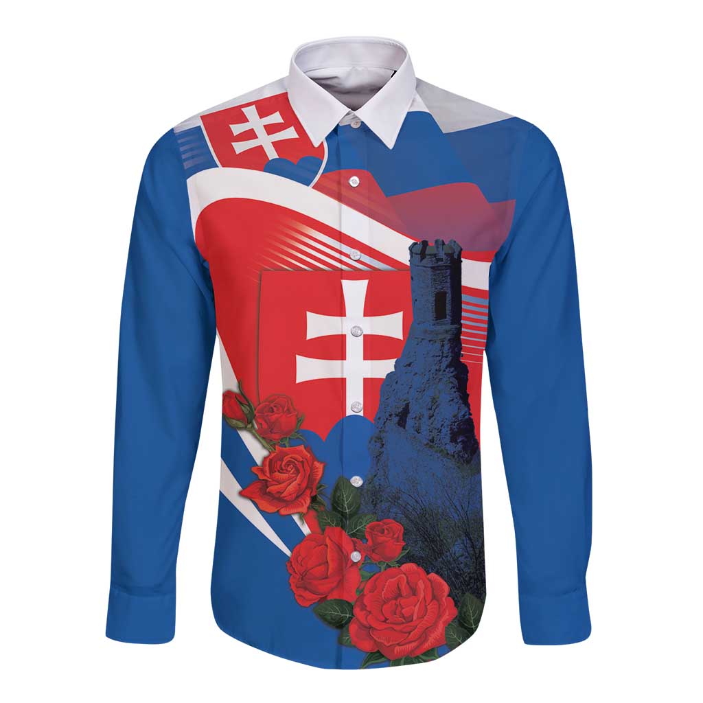 Slovakia Independence Day Long Sleeve Button Shirt Devín Castle Nad Tatrou sa blyska