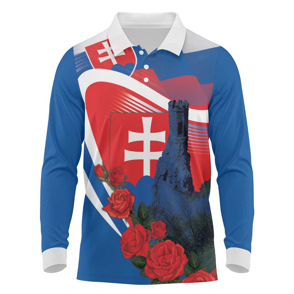 Slovakia Independence Day Long Sleeve Polo Shirt Devín Castle Nad Tatrou sa blyska