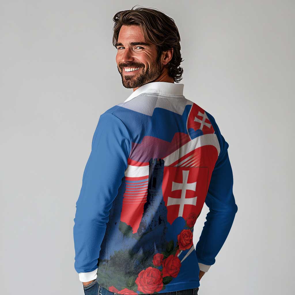 Slovakia Independence Day Long Sleeve Polo Shirt Devín Castle Nad Tatrou sa blyska