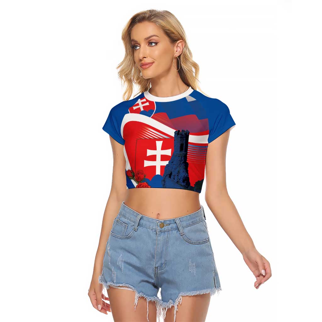 Slovakia Independence Day Raglan Cropped T Shirt Devín Castle Nad Tatrou sa blyska