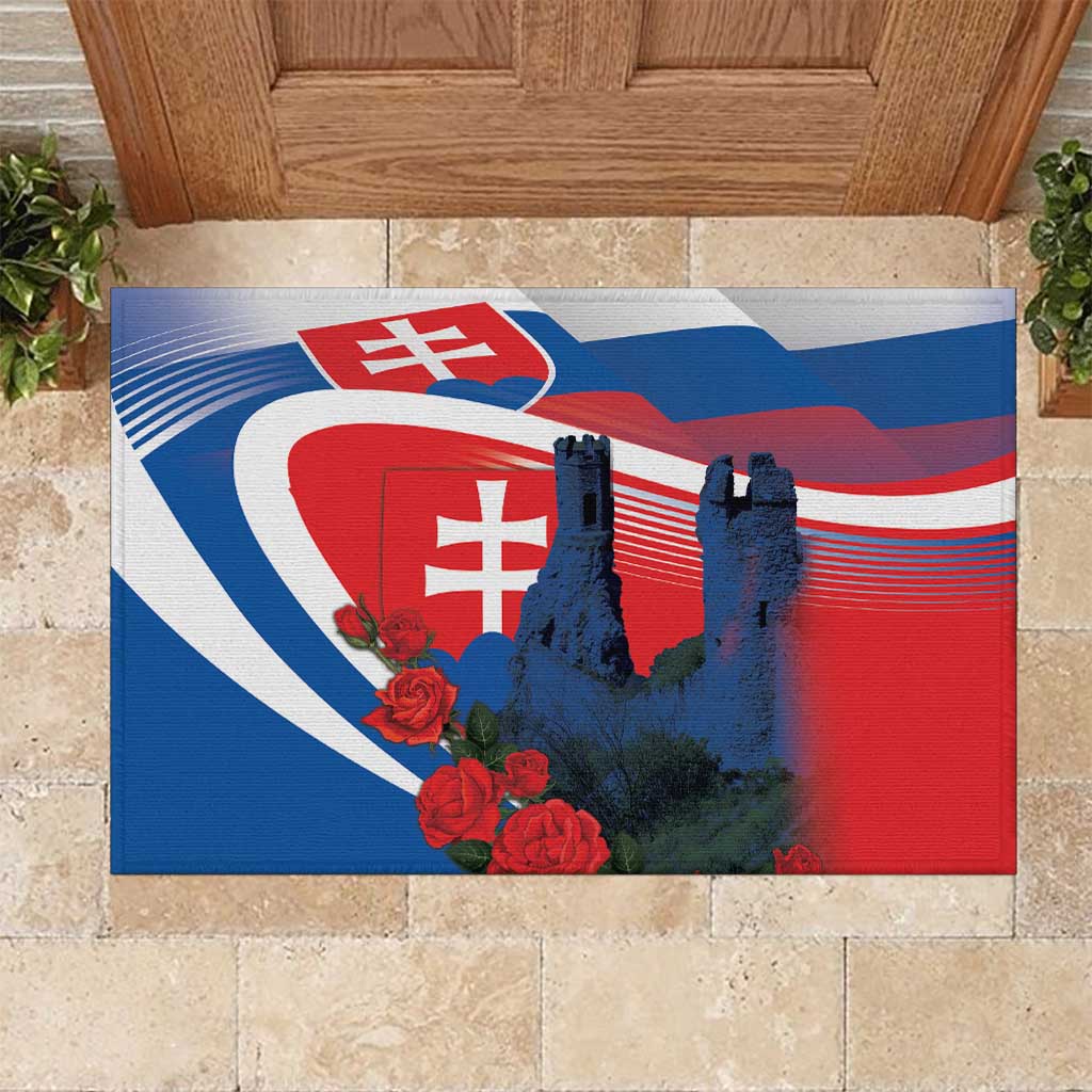 Slovakia Independence Day Rubber Doormat Devín Castle Nad Tatrou sa blyska