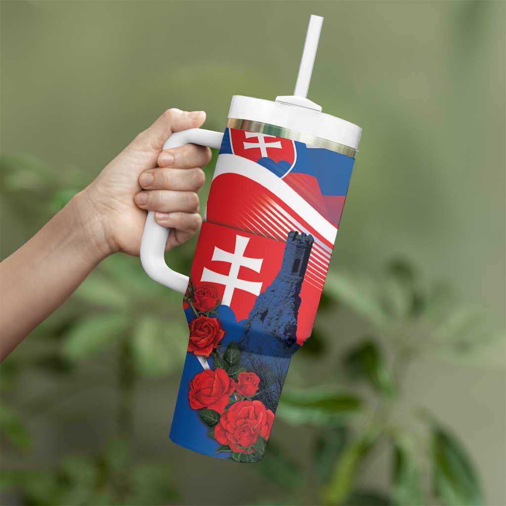 Slovakia Independence Day Tumbler With Handle Devín Castle Nad Tatrou sa blyska