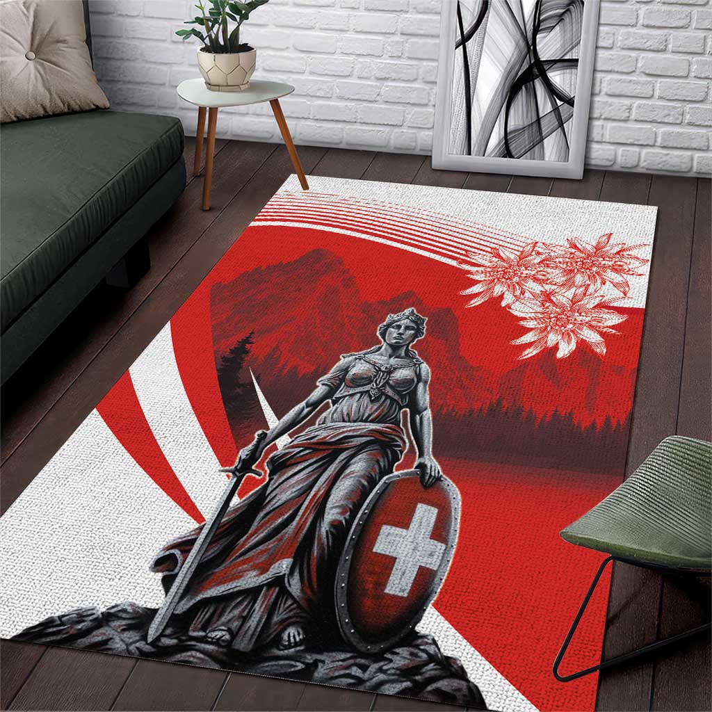 Switzerland Swiss National Day Area Rug Helvetia Matterhorn