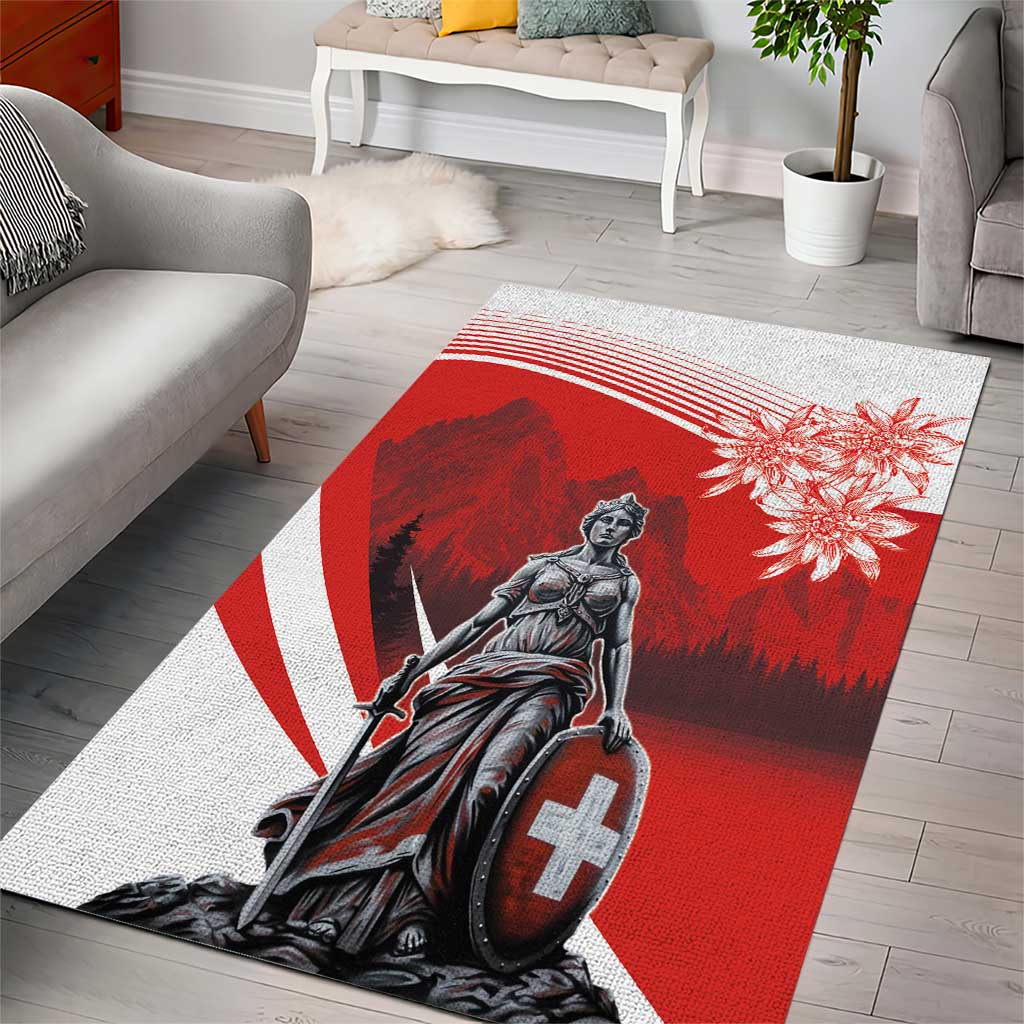Switzerland Swiss National Day Area Rug Helvetia Matterhorn