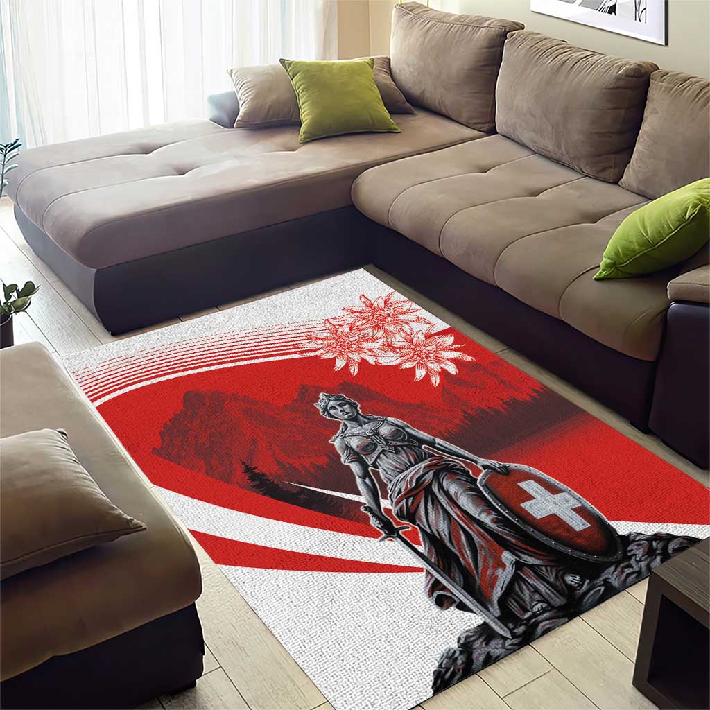 Switzerland Swiss National Day Area Rug Helvetia Matterhorn