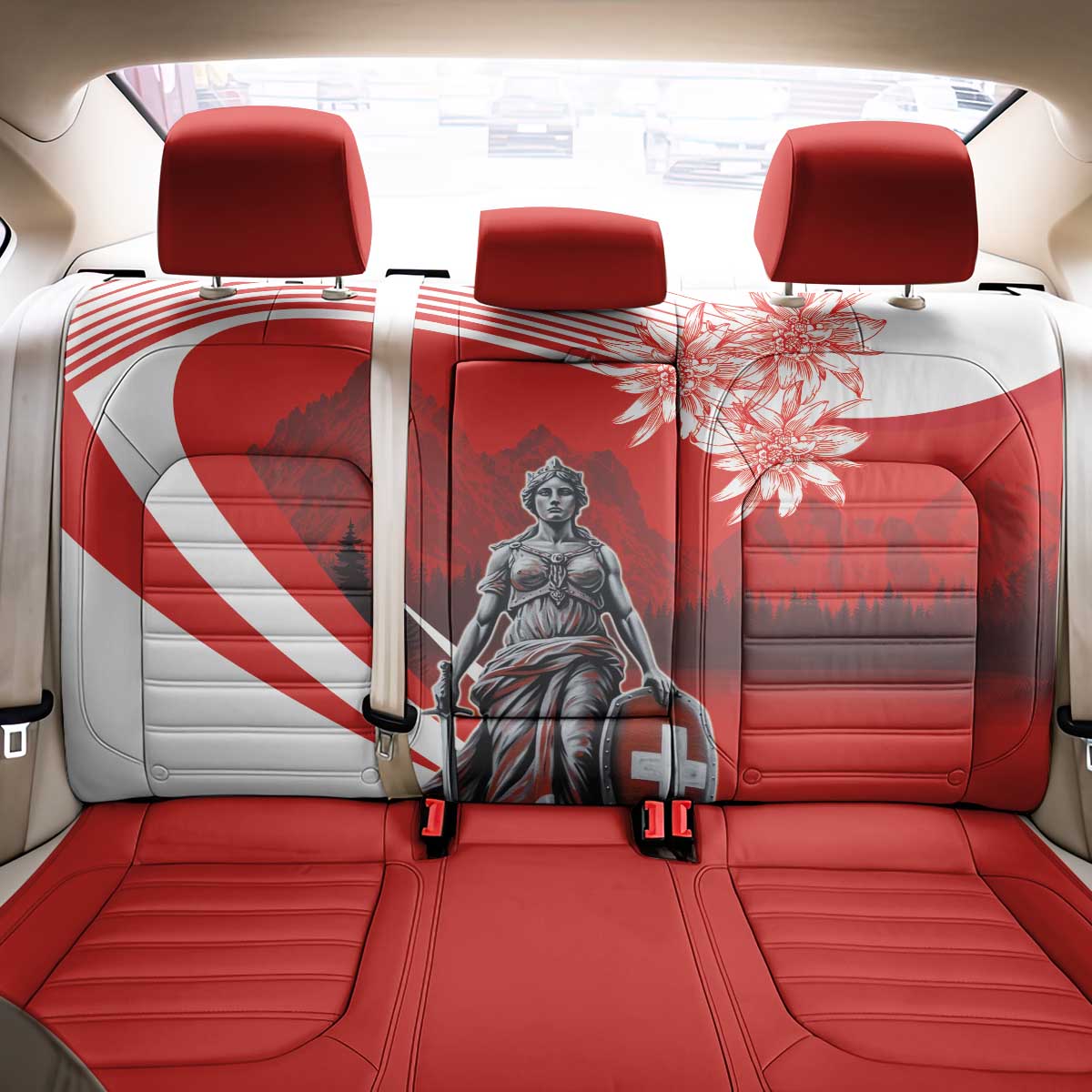 Switzerland Swiss National Day Back Car Seat Cover Helvetia Matterhorn
