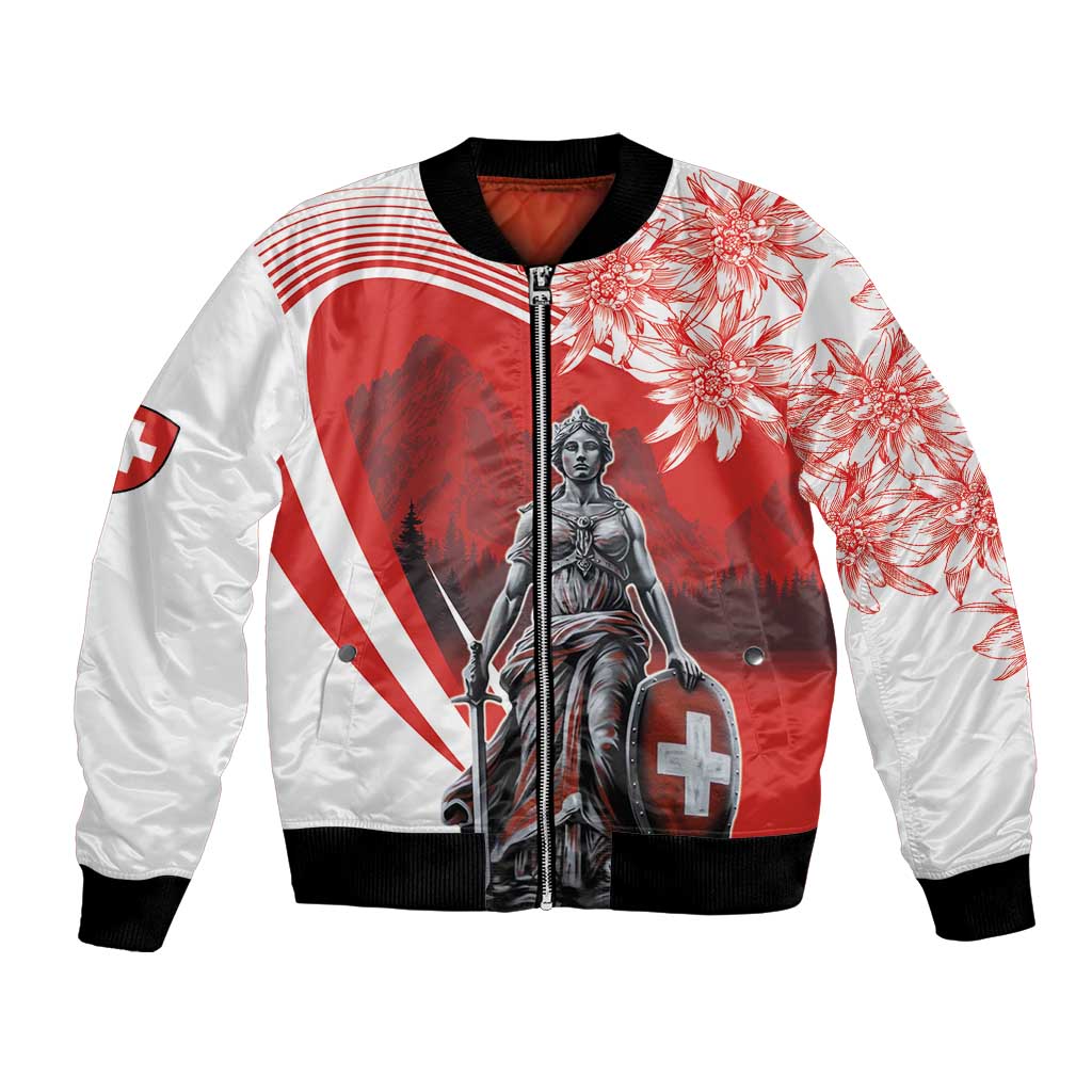 Switzerland Swiss National Day Bomber Jacket Helvetia Matterhorn
