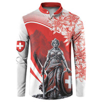 Switzerland Swiss National Day Button Sweatshirt Helvetia Matterhorn