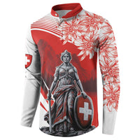 Switzerland Swiss National Day Button Sweatshirt Helvetia Matterhorn