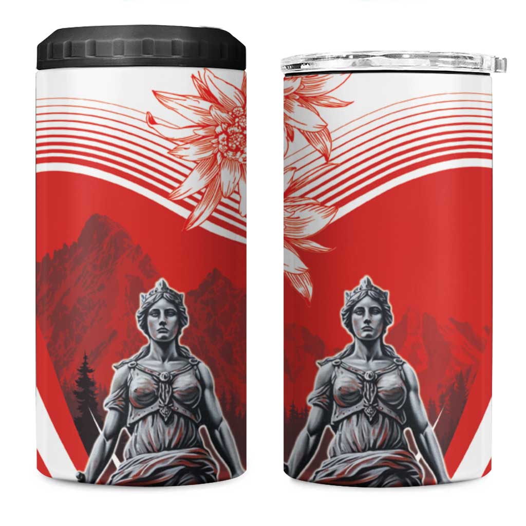 Switzerland Swiss National Day 4 in 1 Can Cooler Tumbler Helvetia Matterhorn