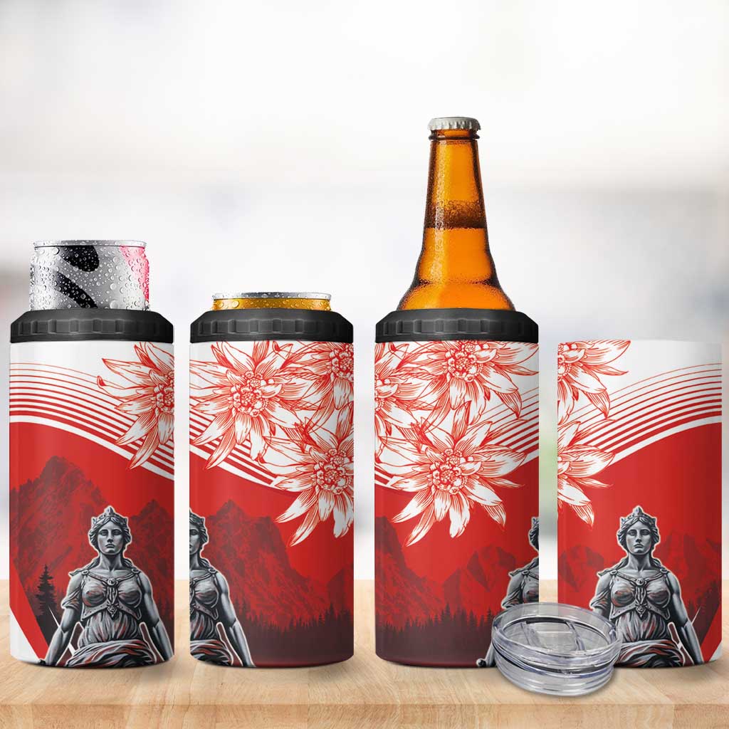 Switzerland Swiss National Day 4 in 1 Can Cooler Tumbler Helvetia Matterhorn