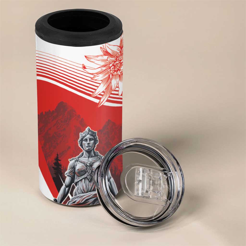 Switzerland Swiss National Day 4 in 1 Can Cooler Tumbler Helvetia Matterhorn