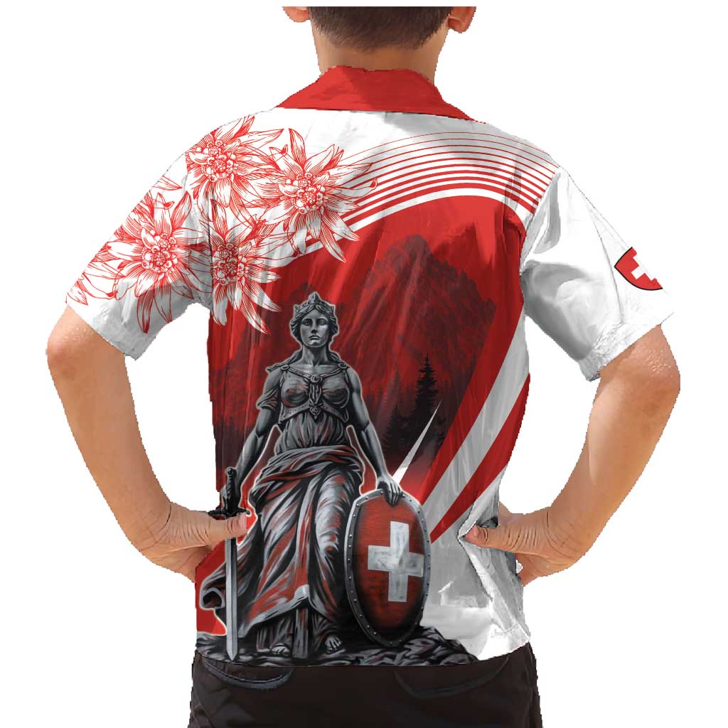 Switzerland Swiss National Day Family Matching Mermaid Dress and Hawaiian Shirt Helvetia Matterhorn