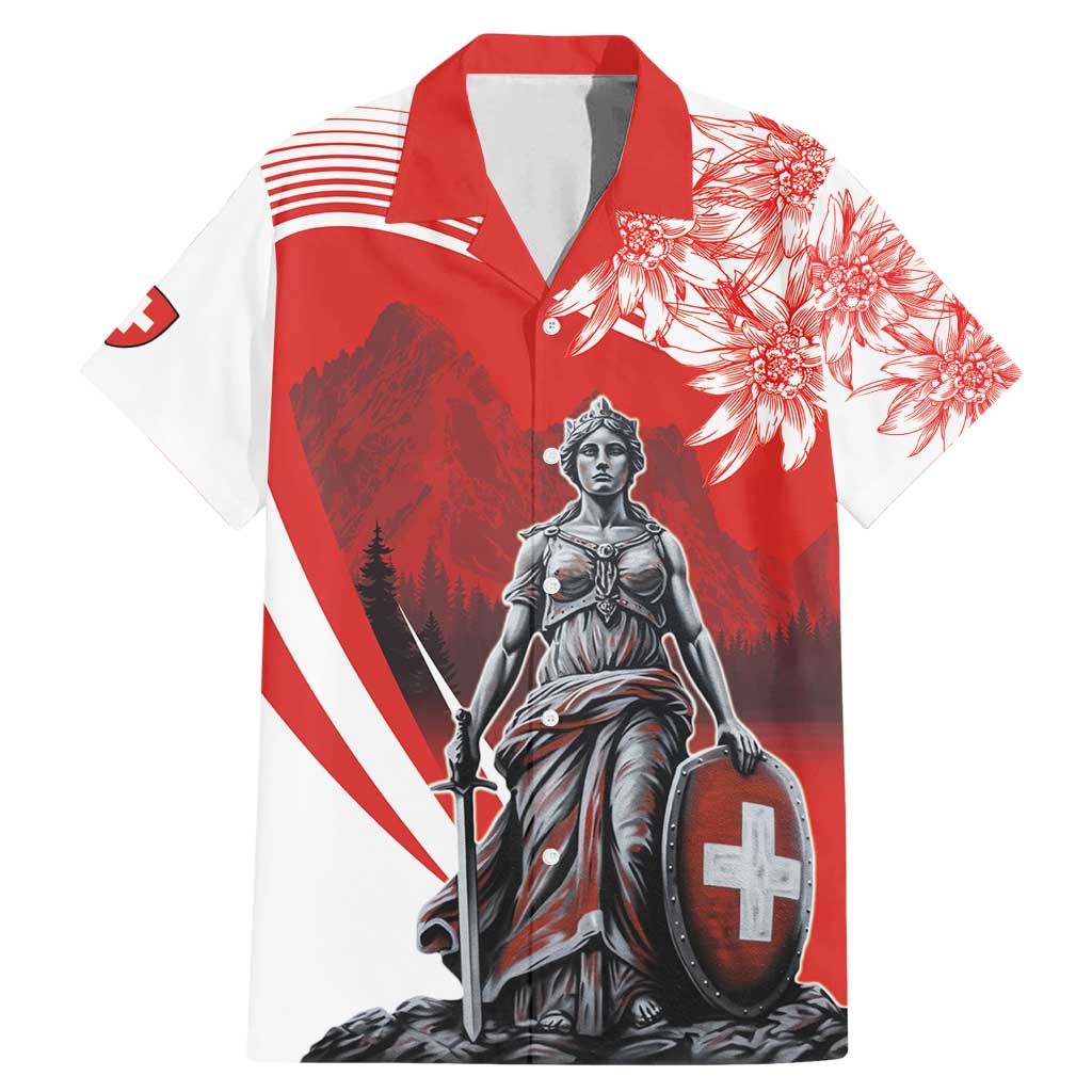 Switzerland Swiss National Day Family Matching Mermaid Dress and Hawaiian Shirt Helvetia Matterhorn